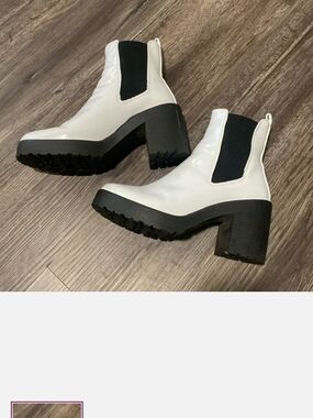 MIA White Platform Chelsea Booties with Black Elastic